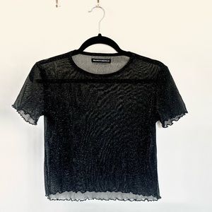 Brandy Melville Sheer Mesh Glitter Tee